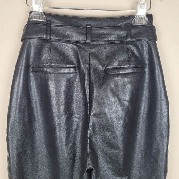 Babaton x Aritzia Vegan Leather Belted Pants Tie Front Cropped High Rise Black 6 - Picture 7 of 12